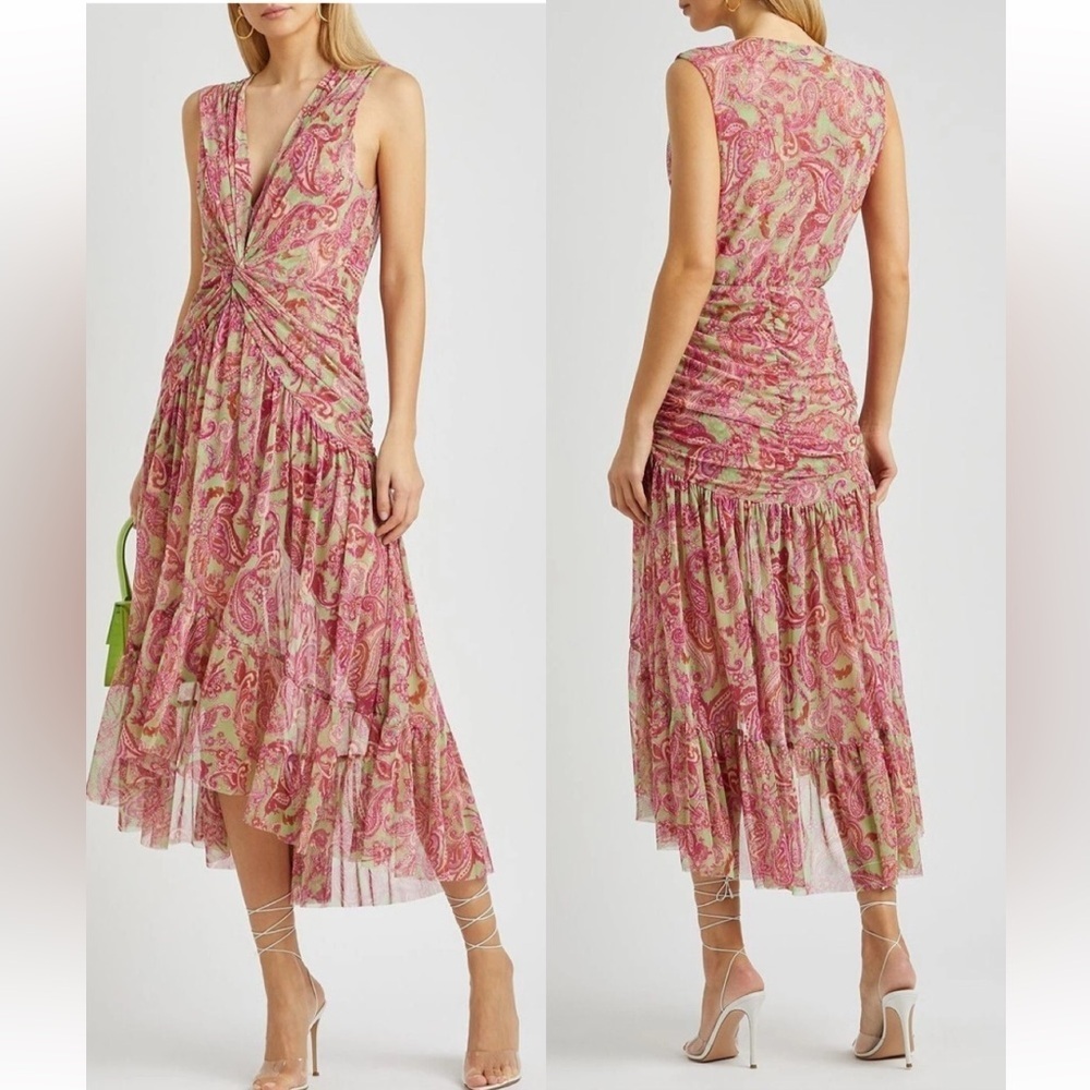 MISA Los Angeles Ava Paisley Print Stretch Midi Dress
